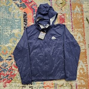 Rainier Essential Rain Mens Jacket Navy Blue w/Hood Size XL Zip Up